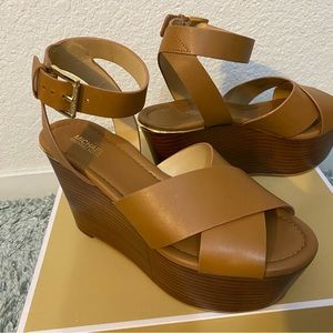 Michael Kors Acorn Abbott Mid Wedge Platform Heels
